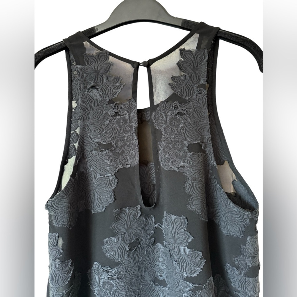 Wilfred Floral Appliqué Sleeveless Top in Black — Sheer Detail Sz M - Picture 8 of 11